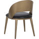 Dezirae Antique Brass / Charcoal Black Leather Dining Chair
